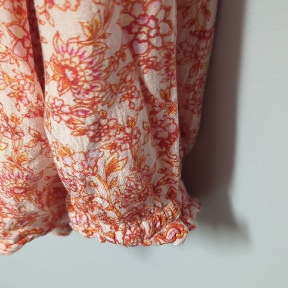 H&M Orange Long Sleeve Relaxed Blouse with Ruched Details - Picture 3 of 7